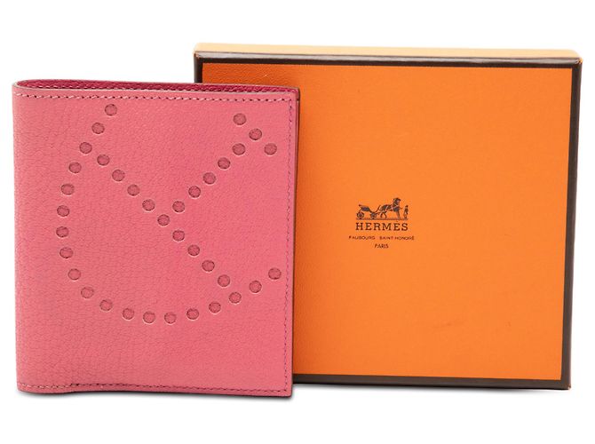 Piccola wallet Evelyne in capra Mysore rosa di Hermès - vista 9