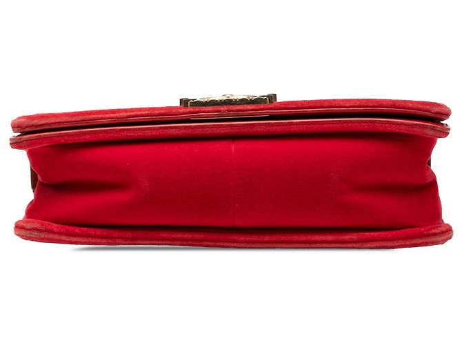 Chanel Rosso Vecchio Medio Boy Flap in Tweed Trapuntato e Velluto - vista 3