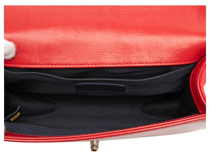 Chanel Rosso Vecchio Medio Boy Flap in Tweed Trapuntato e Velluto - vista 4