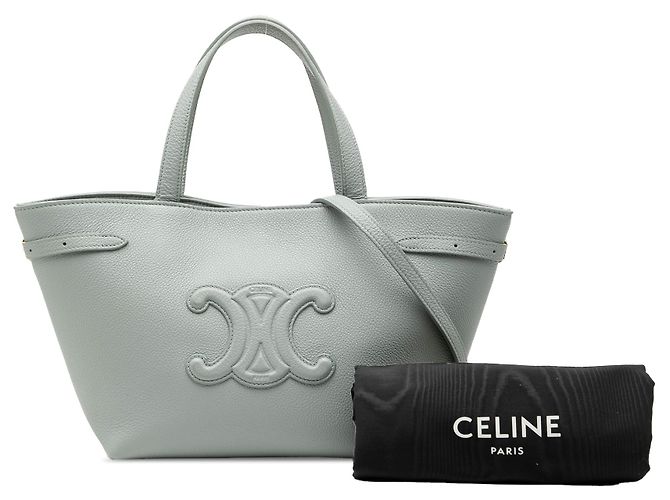 Céline Borsa Tote Anais Triomphe in pelle di vitello grigio goffrato Celine Mini Marrone - vista 8