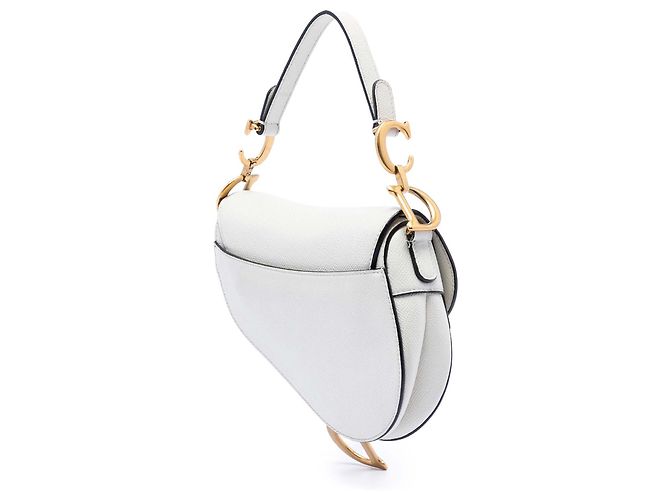 Sac Saddle en cuir de veau grainé blanc Dior - vue 2
