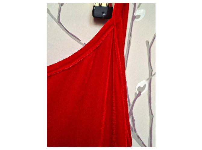 Reformation Rotes Samtkleid - Ansicht 2