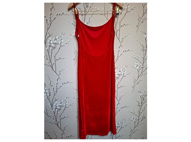 Reformation Rotes Samtkleid - Ansicht 6