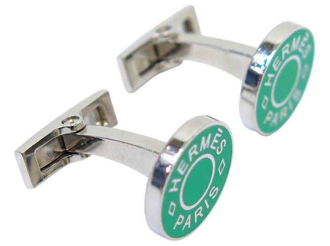 Hermès DOPPIETTE DI GEMELLI HERMES LICOL 2 H052056FP METALLO VERDE ARGENTO - vista 3