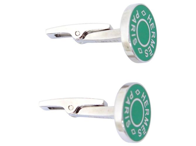 Hermès DOPPIETTE DI GEMELLI HERMES LICOL 2 H052056FP METALLO VERDE ARGENTO - vista 4