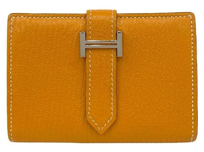 Tarjetero Mini Chevre Béarn de Hermès Amarillo - vista 2