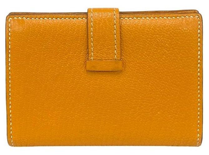 Tarjetero Mini Chevre Béarn de Hermès Amarillo - vista 3