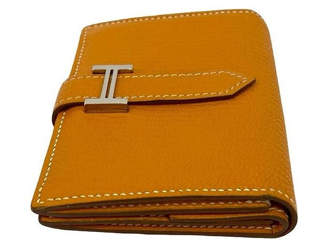 Tarjetero Mini Chevre Béarn de Hermès Amarillo - vista 5