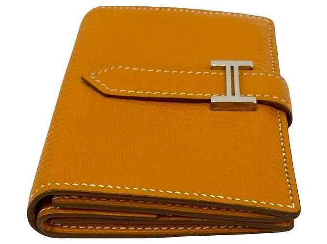Tarjetero Mini Chevre Béarn de Hermès Amarillo - vista 6