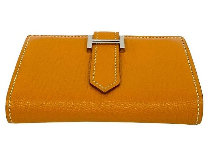 Tarjetero Mini Chevre Béarn de Hermès Amarillo - vista 7