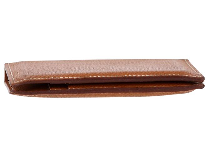 Portafoglio compatto Hermès in pelle di vitello marrone Rosso - vista 3