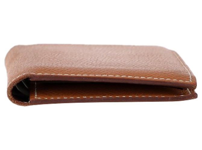 Portafoglio compatto Hermès in pelle di vitello marrone Rosso - vista 4