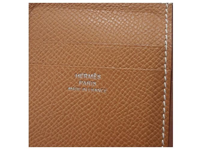 Portafoglio compatto Hermès in pelle di vitello marrone Rosso - vista 8