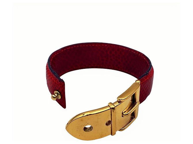 Bracciale in pelle vintage Gucci Rosso - vista 2