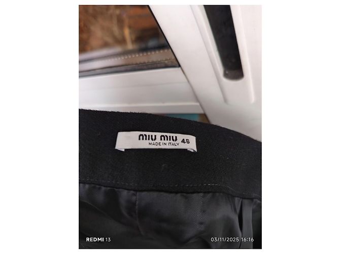 Gonna Miu Miu nera in lana e nylon Nero - vista 10