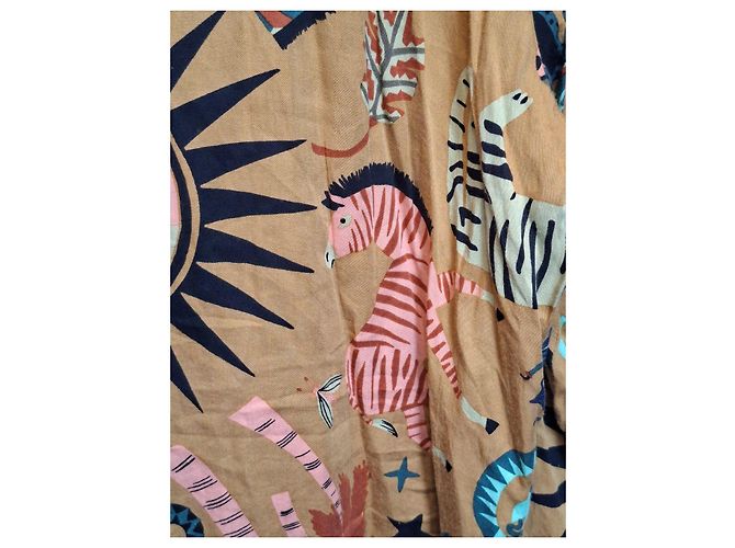 Autre Marque Wildtierdruckhemd Braun Schwarz Pink Blau Mehrfarben Grün - Ansicht 9