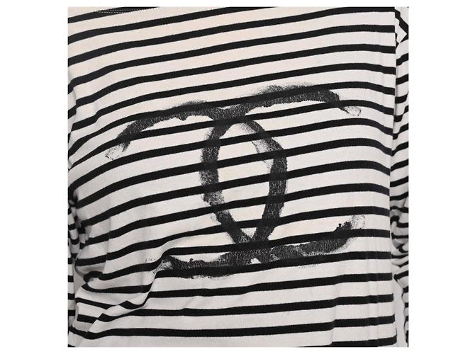 Camiseta Chanel Uniform a rayas de algodón blanco y negro - vista 2