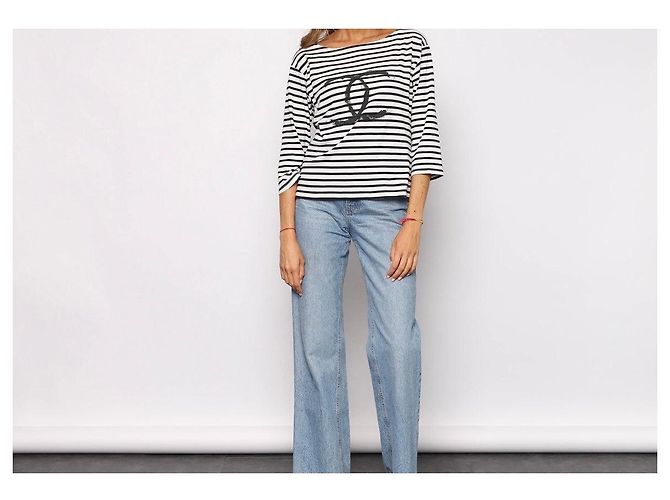 Camiseta Chanel Uniform a rayas de algodón blanco y negro - vista 4