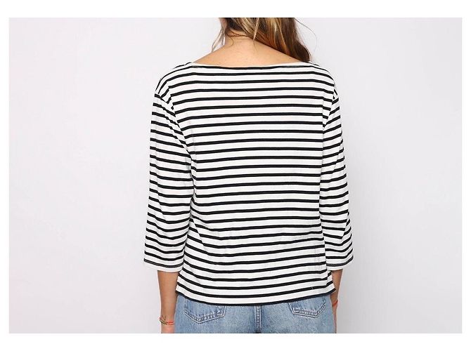 Camiseta Chanel Uniform a rayas de algodón blanco y negro - vista 6