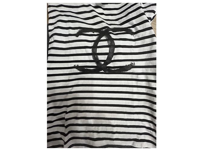 Camiseta Chanel Uniform a rayas de algodón blanco y negro - vista 7