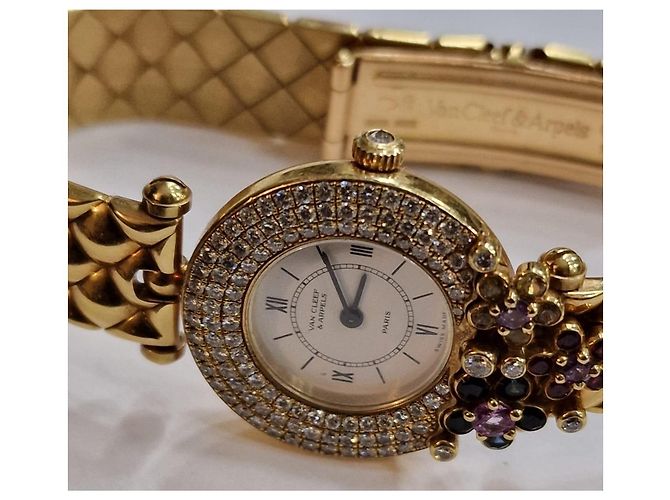 Van Cleef & Arpels Relógio de 18k cravejado de diamantes e safiras Dourado - vista 11