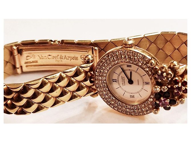 Van Cleef & Arpels Relógio de 18k cravejado de diamantes e safiras Dourado - vista 13