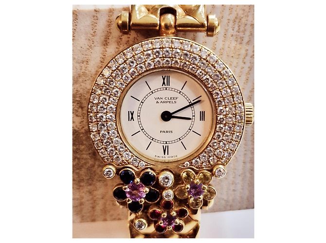 Van Cleef & Arpels Relógio de 18k cravejado de diamantes e safiras Dourado - vista 3