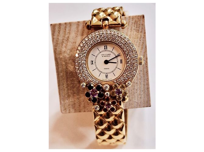 Van Cleef & Arpels Relógio de 18k cravejado de diamantes e safiras Dourado - vista 5