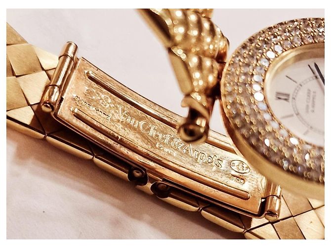 Van Cleef & Arpels Relógio de 18k cravejado de diamantes e safiras Dourado - vista 8