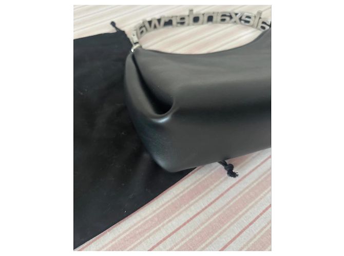 Borsa a spalla in pelle nera Alexander Wang con manico a catena con logo Nero - vista 5