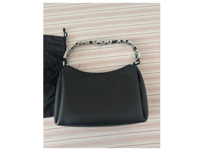 Borsa a spalla in pelle nera Alexander Wang con manico a catena con logo Nero - vista 6