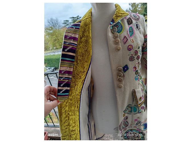 Etro Wool Embroidered Coat with Sequins Multiple colors - view 16