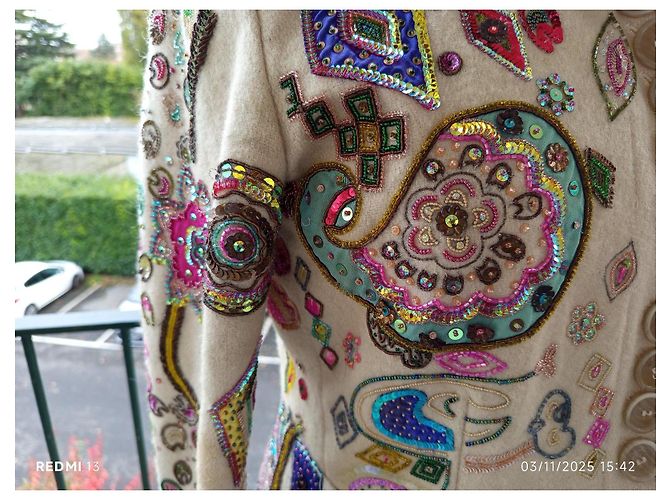 Etro Wool Embroidered Coat with Sequins Multiple colors - view 3