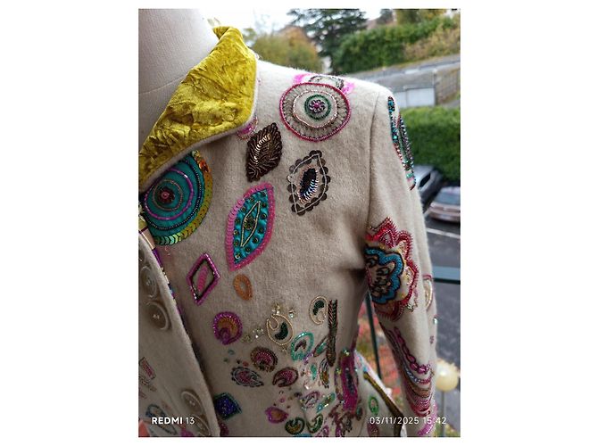 Etro Wool Embroidered Coat with Sequins Multiple colors - view 5