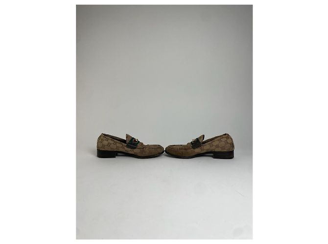 Mocassino Horsebit Monogram Vintage Gucci EU37 Beige - vista 2