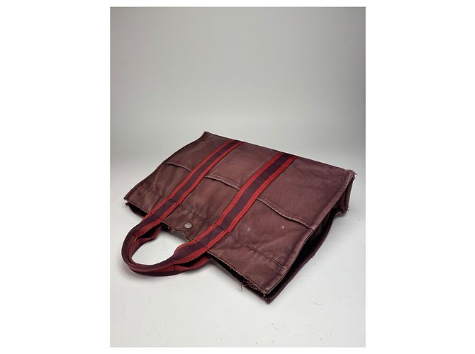 Vintage Hermès Tote Bag lila rot - Ansicht 10