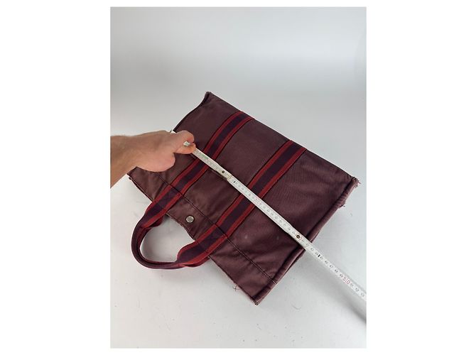 Vintage Hermès Tote Bag lila rot - Ansicht 11