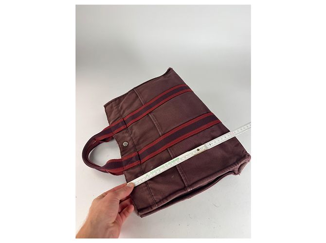 Vintage Hermès Tote Bag lila rot - Ansicht 12