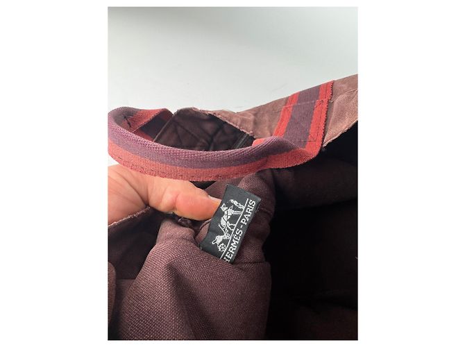 Vintage Hermès Tote Bag lila rot - Ansicht 4