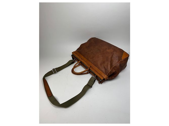 Vintage Courreges Leder Reisetasche Braun - Ansicht 10