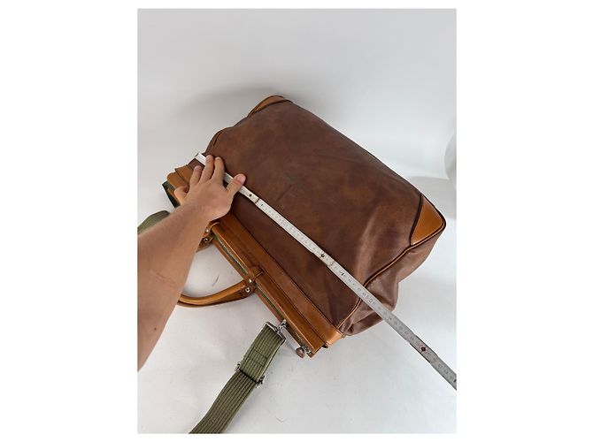 Vintage Courreges Leder Reisetasche Braun - Ansicht 11