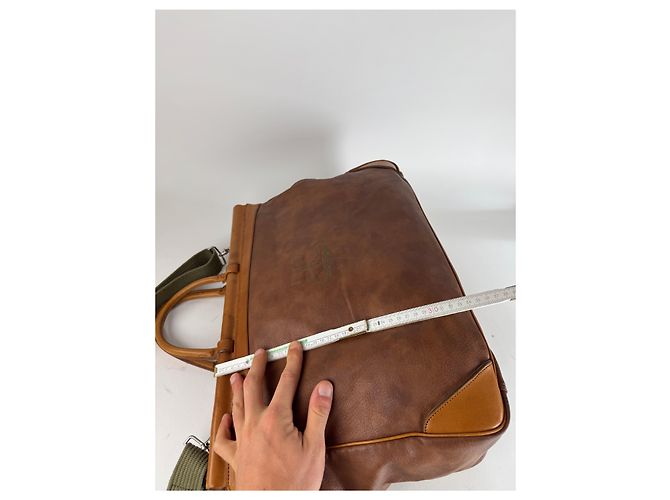 Vintage Courreges Leder Reisetasche Braun - Ansicht 12