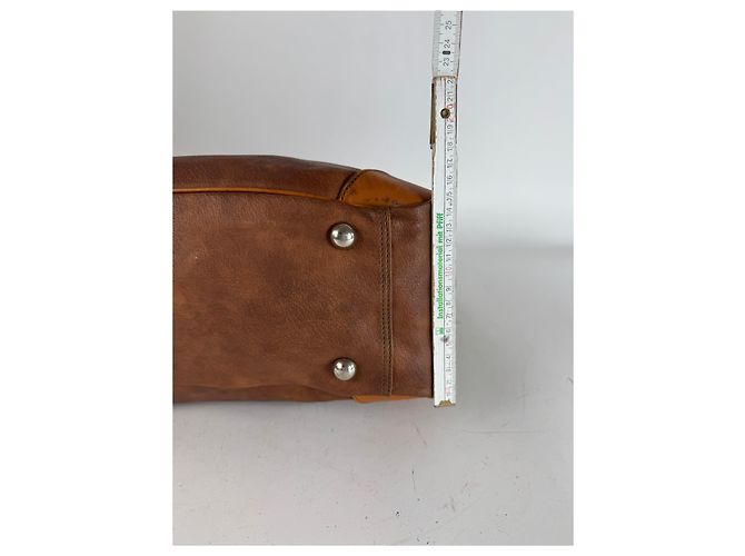 Vintage Courreges Leder Reisetasche Braun - Ansicht 14