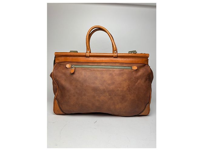 Vintage Courreges Leder Reisetasche Braun - Ansicht 2