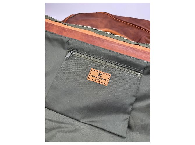 Vintage Courreges Leder Reisetasche Braun - Ansicht 4