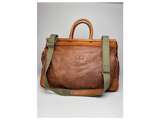 Vintage Courreges Leder Reisetasche Braun - Ansicht 5