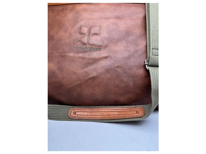 Vintage Courreges Leder Reisetasche Braun - Ansicht 6