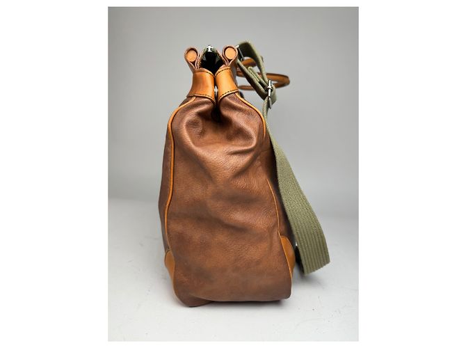 Vintage Courreges Leder Reisetasche Braun - Ansicht 7