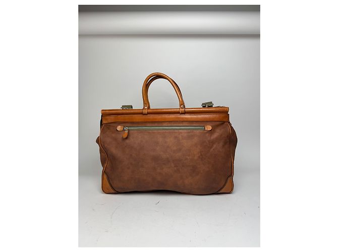 Vintage Courreges Leder Reisetasche Braun - Ansicht 8