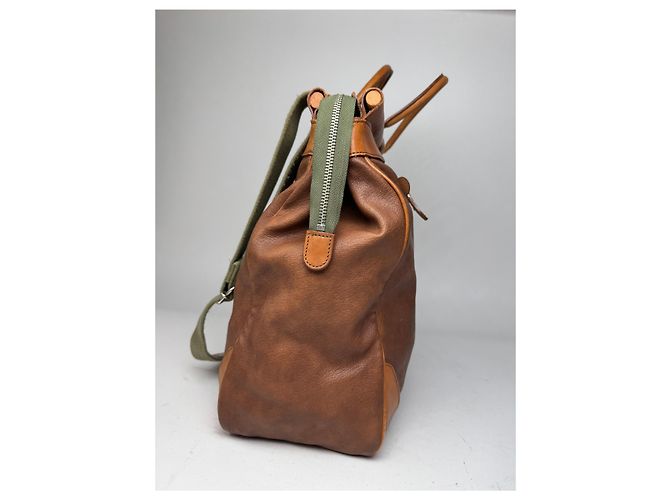 Vintage Courreges Leder Reisetasche Braun - Ansicht 9